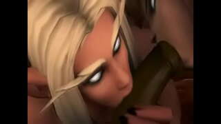 Կին գիշերային Elf եւ Կին дреней են сосущего անում Orc.