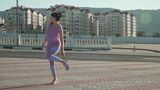 Veure-a través de camel-toe leggings i transparent del tanc de dalt