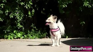 ˪�집이 작은 문신 아기는 그녀의 이웃 재산에 그녀의 개를 찾습니다.그녀의 이웃은 보상을 원한다,그들은 그들의 옷을 제거하고 그녀는 다음 목 이웃 bigcock.In 그녀의 이웃을 돌려 보내 그녀의 음부와 엉덩이를 깊고 열심히 질내 사정 할 때까지.